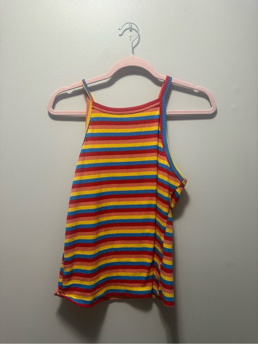 Rainbow Striped Ribbed Tank Top